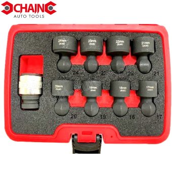 9PC 1/2" DR. REPLACEABLE POWERFUL LOCKING UNIVERSAL IMPACT SOCKET SET