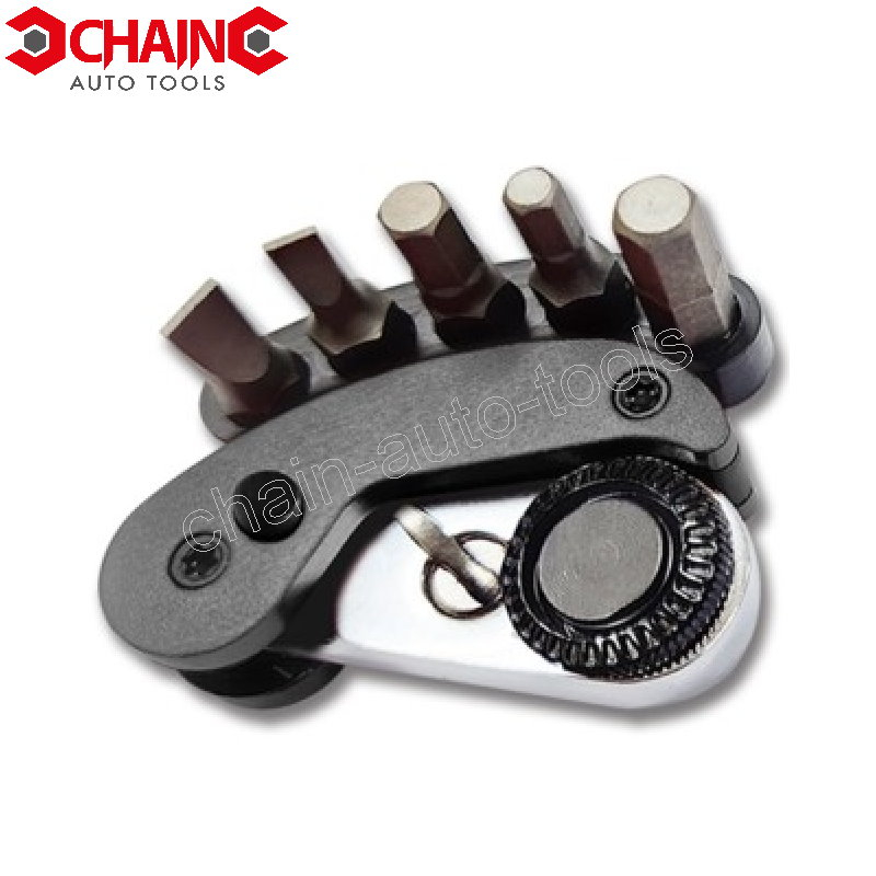 MINI RATCHET WRENCH BIT SET WITH KEY RING - BLACK MINI RATCHET WRENCH BIT SET WITH KEY RING - BLACK